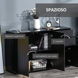 easycomfort easycomfort mobiletto multiuso nero con 2 cassetti e 2 armadietti ad apertura a pressione 117x36x74cm