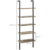 easycomfort easycomfort libreria a scala con 5 ripiani in stile industriale in legno e metallo 60x30x184 5cm marrone