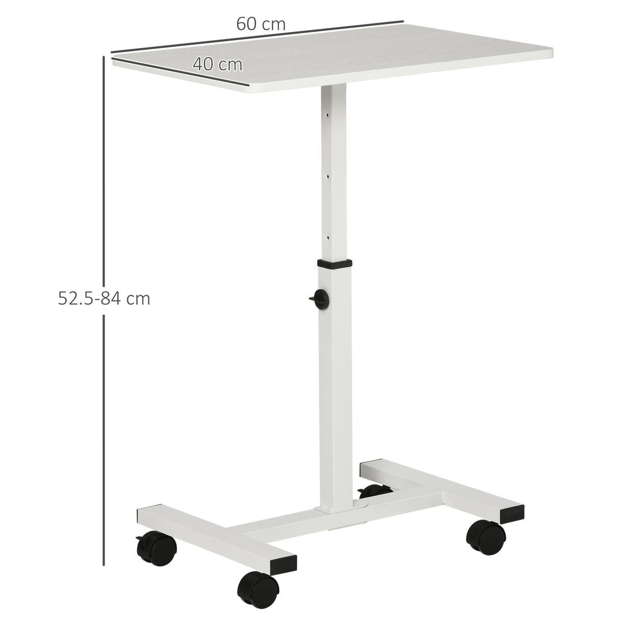easycomfort easycomfort tavolino porta pc con altezza regolabile e ruote 60x40x52 5 84cm bianco