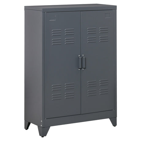 easycomfort easycomfort mobiletto multiuso a 2 ante stile industriale armadietto metallico per casa e garage grigio