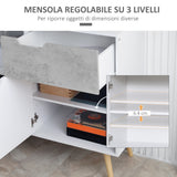 easycomfort easycomfort mobile da salotto con 2 armadietti a 2 ante e cassetto in truciolato e pino 98x39x81 5 cm grigio e bianco