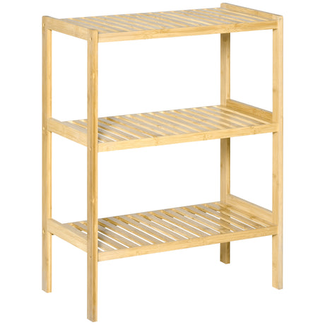 easycomfort easycomfort mobile multiuso 3 livelli salvaspazio in bambu per bagno e salotto 62x33x80cm