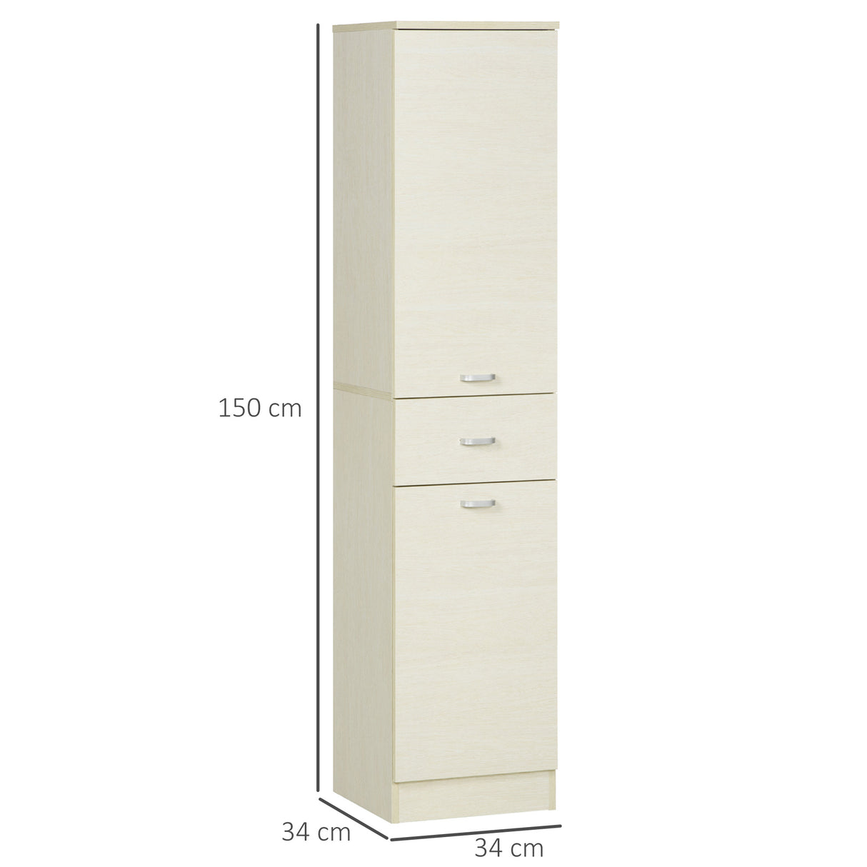 easycomfort easycomfort mobile bagno in legno con cassetto 2 armadietti e ripiani regolabili 34x34x150 cm color legno