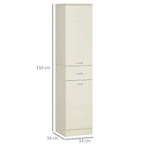 easycomfort easycomfort mobile bagno in legno con cassetto 2 armadietti e ripiani regolabili 34x34x150 cm color legno
