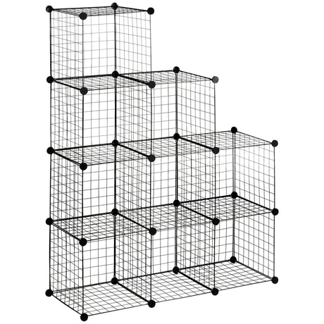 easycomfort easycomfort mobile libreria salvaspazio 9 cubi in rete con pannelli in acciaio e pp 35x35x35 cm nero