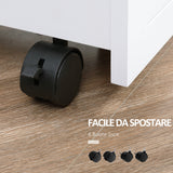easycomfort easycomfort carrello salvaspazio multiuso in legno mdf e ruote 42 5x20 3x66 7cm bianco