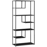 easycomfort easycomfort mobile libreria a 7 livelli in truciolato e acciaio per soggiorno camera da letto e ufficio 83x34x180 cm nero