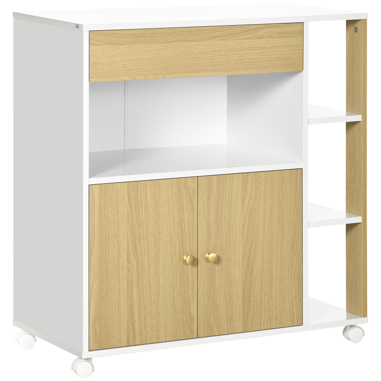 easycomfort easycomfort carrello da cucina in truciolato con 4 ripiani aperti un cassetto e un armadietto a 2 ante 80x39x85 5 cm