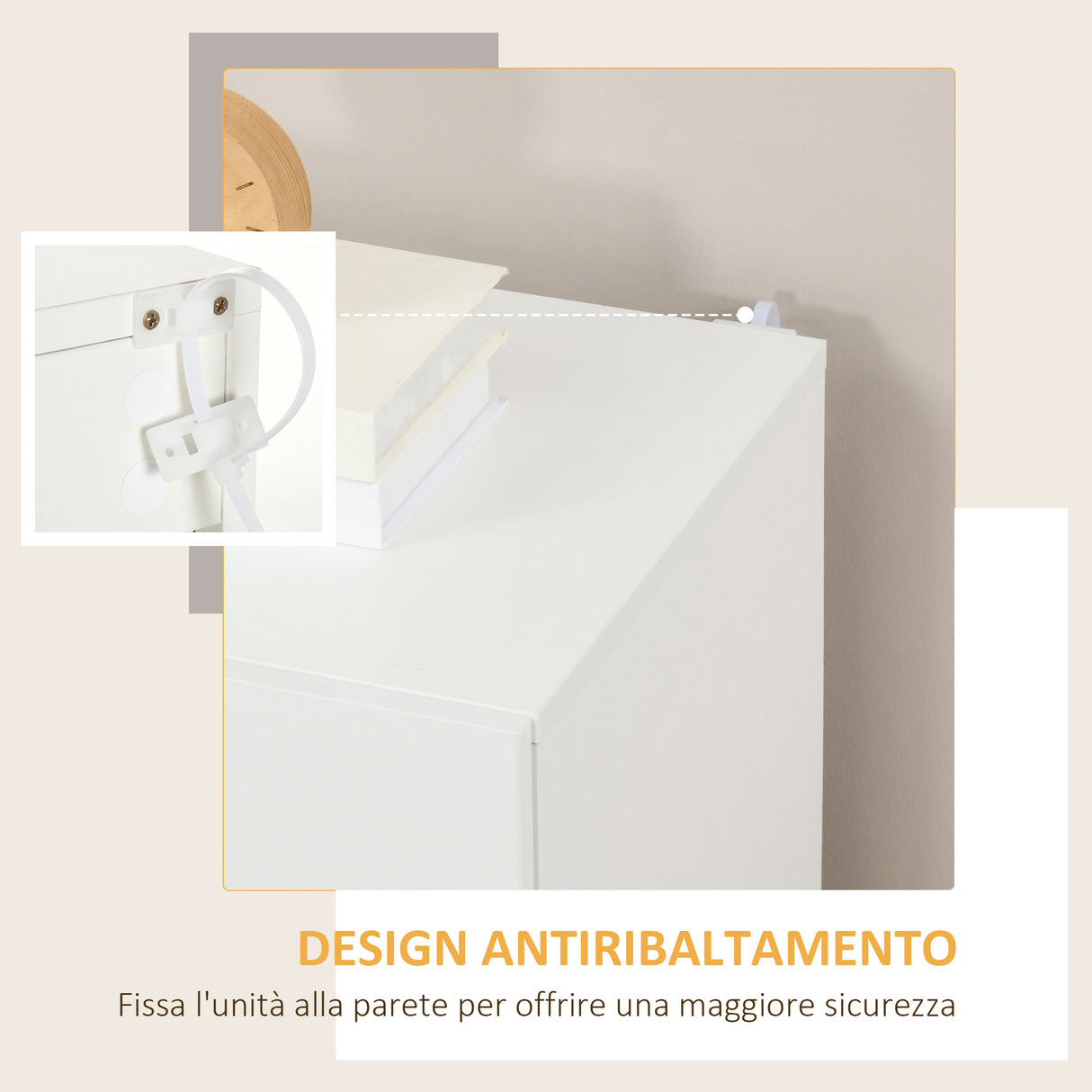 easycomfort easycomfort mobiletto multiuso in truciolato bianco a 3 livelli con ripiano regolabile su 3 livelli 70x40x88 cm