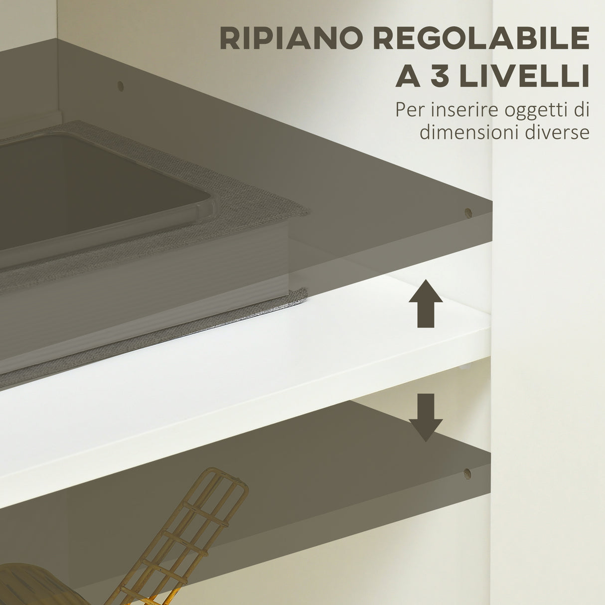 easycomfort easycomfort mobile multiuso con armadietto a 2 livelli in truciolato e ripiano regolabile 80x37x75cm