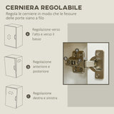 easycomfort easycomfort mobile multiuso con armadietto a 2 livelli in truciolato e ripiano regolabile 80x37x75cm
