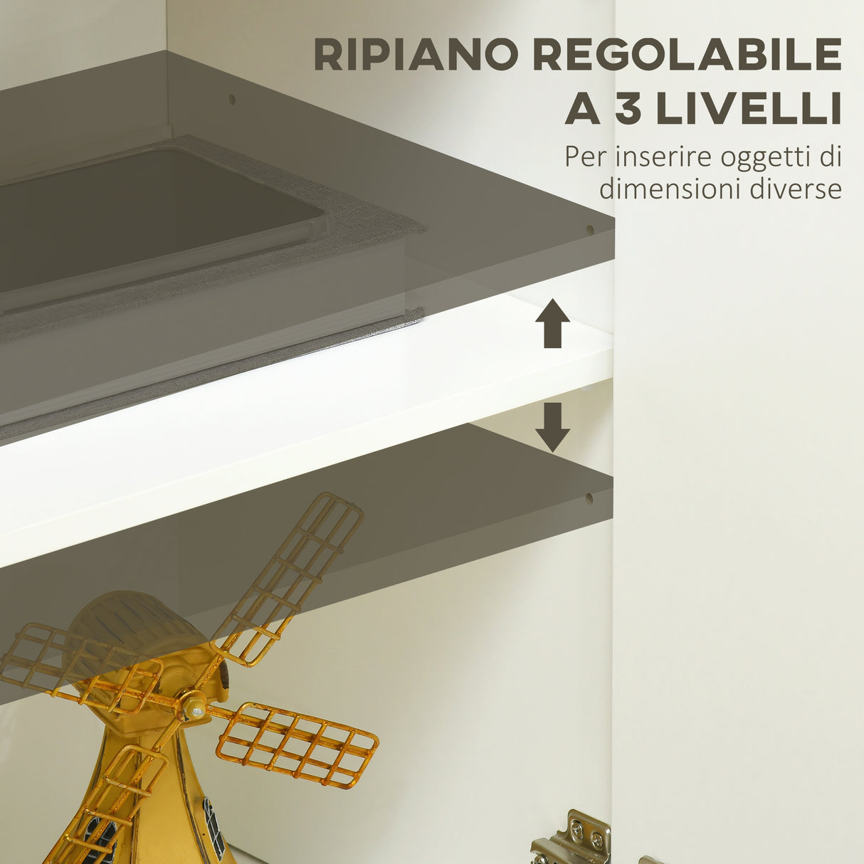 easycomfort easycomfort mobile multiuso con 2 armadietti a 2 livelli in truciolato ripiano regolabile 120x37x75cm bianco e color legno