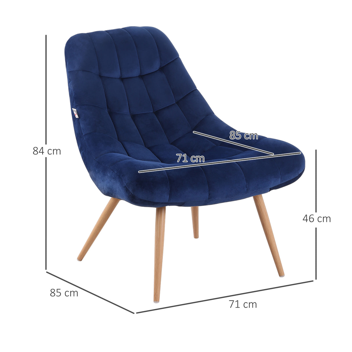 easycomfort easycomfort poltrona moderna e imbottita poltroncina da camera con seduta extra large in tessuto blu 71x85x84cm