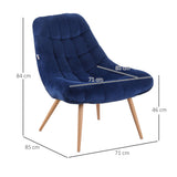 easycomfort easycomfort poltrona moderna e imbottita poltroncina da camera con seduta extra large in tessuto blu 71x85x84cm