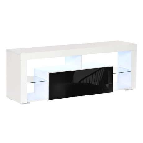 easycomfort easycomfort mobile porta tv con luci a led di 20 colori e telecomando per televisioni fino 55 bianco