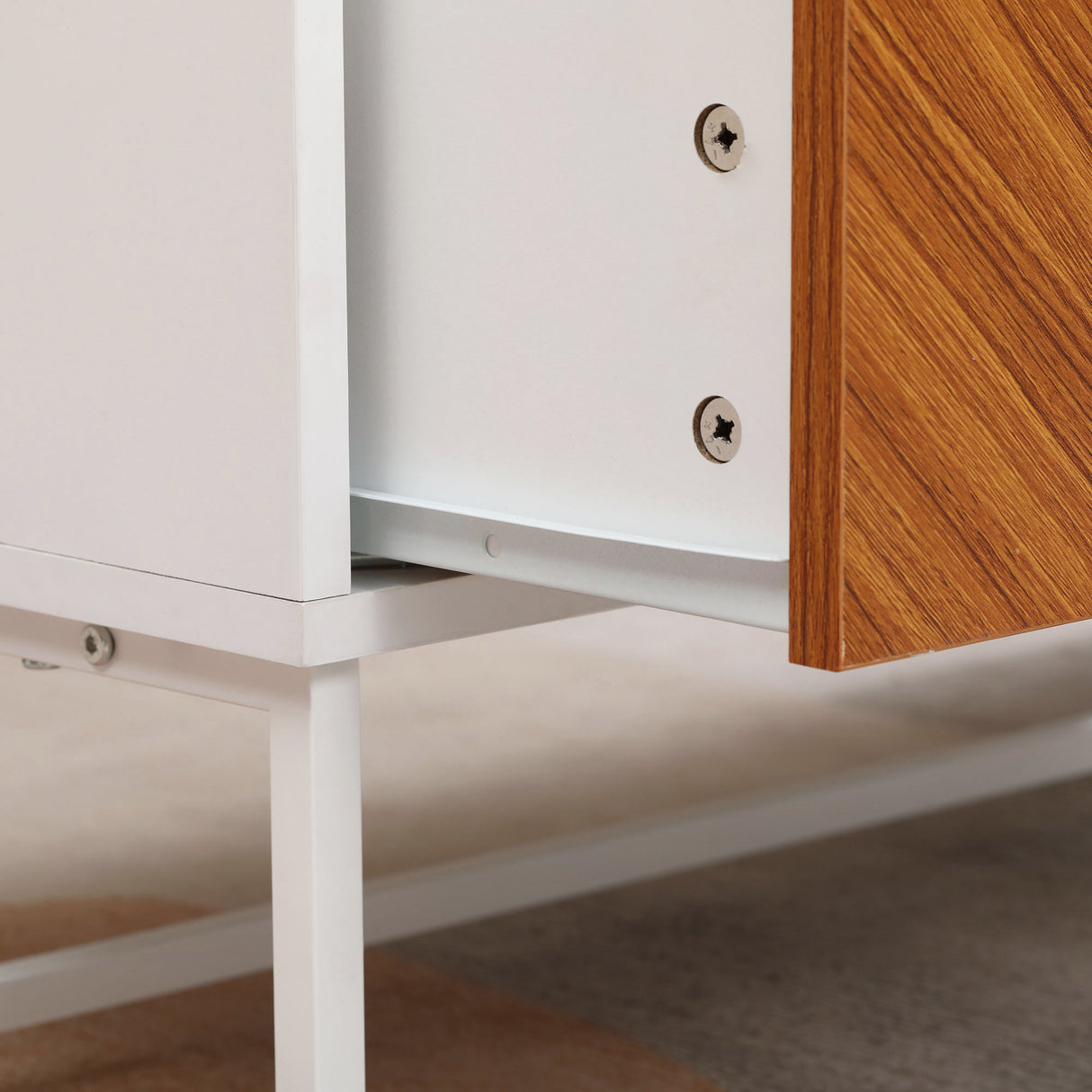 easycomfort easycomfort tavolino da caffe con 2 cassetti e vano aperto in legno e metallo 100x50x40cm bianco e marrone