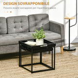 easycomfort easycomfort set da 2 tavolini da caffe impilabili con finitura lucida e telaio in acciaio nero