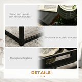 easycomfort easycomfort set da 2 tavolini da caffe impilabili con finitura lucida e telaio in acciaio nero