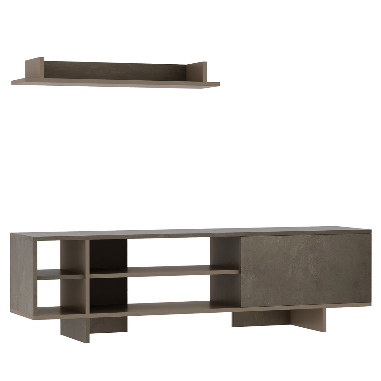 easycomfort easycomfort set mobile porta tv con armadietto e mensola da appendere in legno 160x35 6x44cm grigio