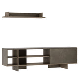 easycomfort easycomfort set mobile porta tv con armadietto e mensola da appendere in legno 160x35 6x44cm grigio