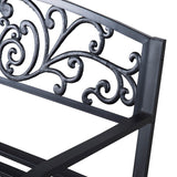 easycomfort panchina da giardino in metallo con schienale decorato 127x60x87cm nero 33185