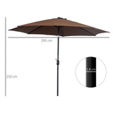 easycomfort easycomfort ombrellone da giardino con manovella e testa inclinabile 300x245cm caffe