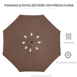 easycomfort easycomfort ombrellone da giardino con manovella e testa inclinabile 300x245cm caffe