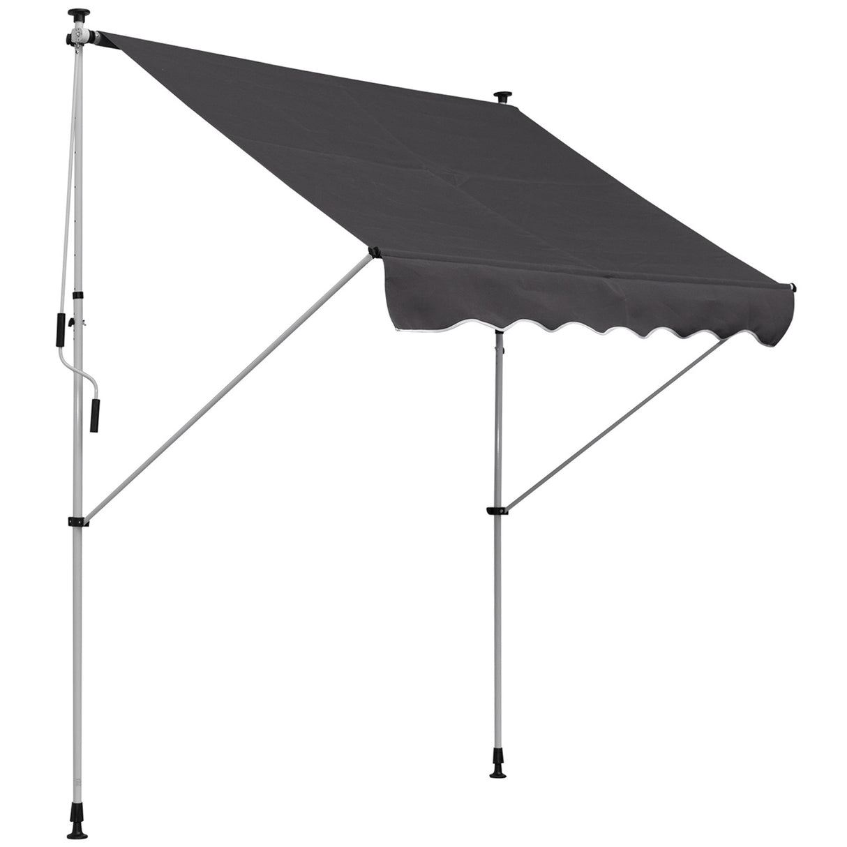 easycomfort easycomfort tenda da sole con manovella telaio telescopico e angolo regolabile grigio 200x150cm