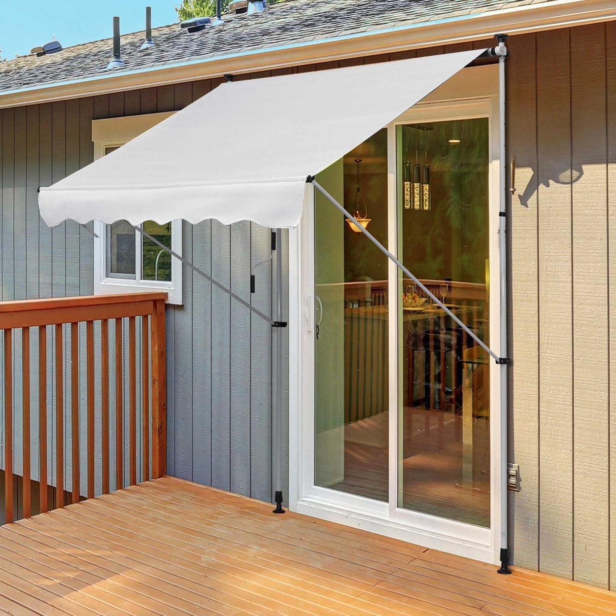 easycomfort tenda da sole da esterno a rullo con manovella altezza e angolazione regolabile 200x150cm