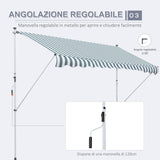 easycomfort tenda da sole a bracci 3x1.5m con manovella e struttura telescopica bianco e verde