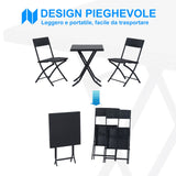 easycomfort easycomfort mobili da giardino in rattan set 1 tavolino e 2 sedie da giardino pieghevoli 3pz nero