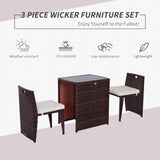 easycomfort easycomfort set mobili da giardino in rattan e ferro 3 pz set di tavolino e sedia con cuscino marrone e nero