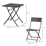 easycomfort easycomfort mobili da giardino in rattan set 1 tavolino e 2 sedie da giardino pieghevoli 3pz marrone