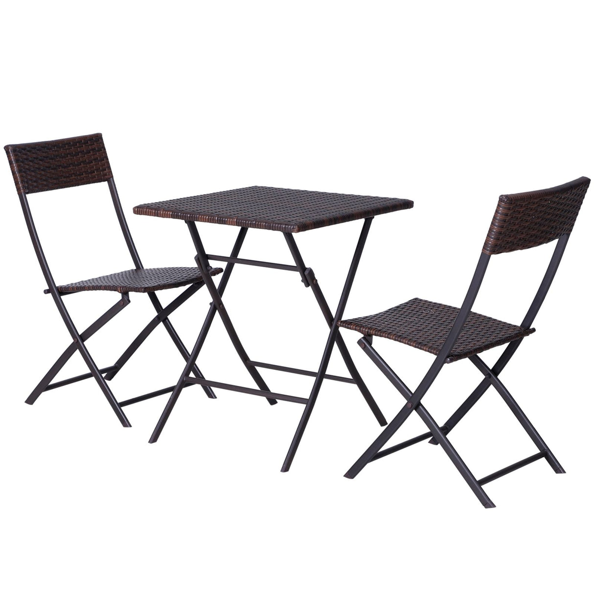 easycomfort easycomfort mobili da giardino in rattan set 1 tavolino e 2 sedie da giardino pieghevoli 3pz marrone