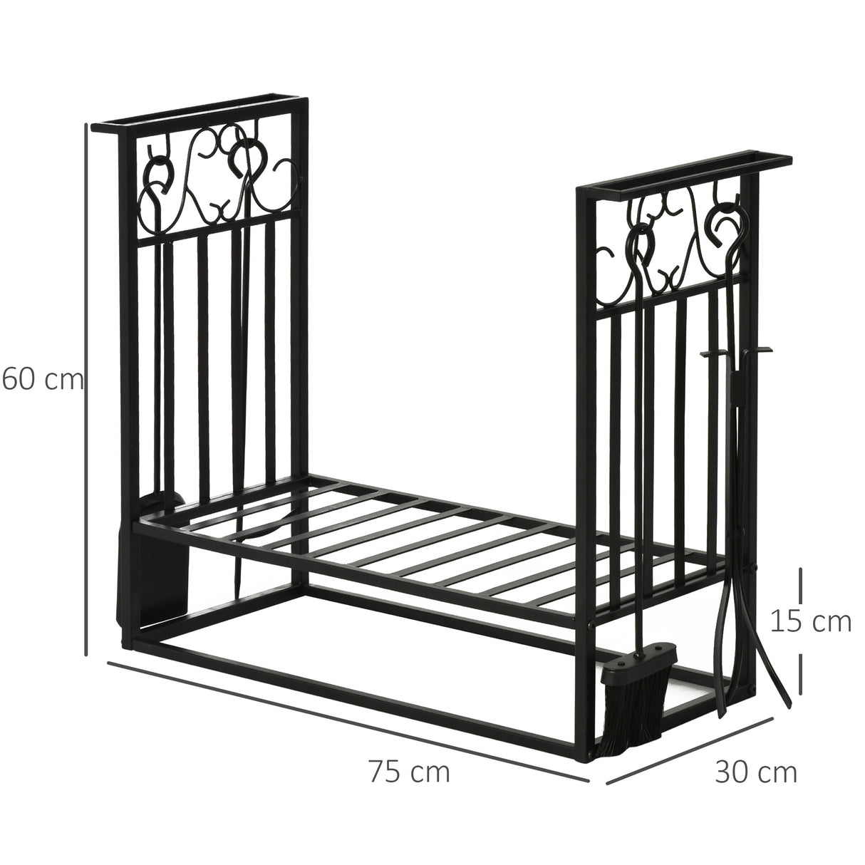 easycomfort easycomfort portalegna in acciaio nero per interni ed esterni con 4 attrezzi inclusi