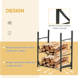 easycomfort portalegna da interno ed esterno in metallo con paletta scopa attizzatoio e pinza nero