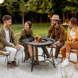easycomfort braciere da esterno 3 in 1 con tavolino griglia per barbecue e attizzatoio metallo e ceramica 75x75x60cm