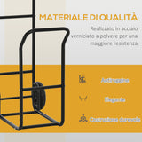 easycomfort carrello portalegna in acciaio con 2 ruote per interno ed esterno 77x42x105cm nero