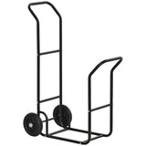easycomfort carrello portalegna in acciaio con 2 ruote per interno ed esterno 77x42x105cm nero