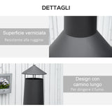 easycomfort braciere da giardino in metallo con camino porta legna e attizzatoio 44.5x133cm nero