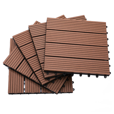 easycomfort easycomfort piastrelle da giardino incastrabili set da 11 mattonelle per esterno pavimentazione giardino marrone 30x30x2.2cm
