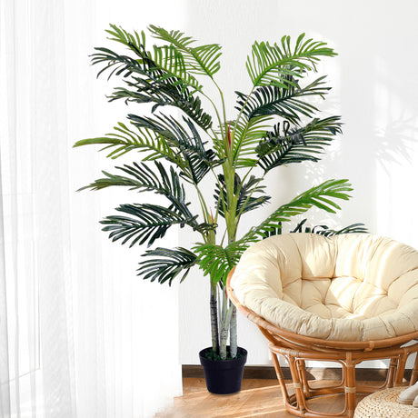 easycomfort pianta finta palma artificiale in vaso da 150cm per interni ed esterni