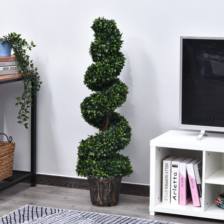 easycomfort easycomfort pianta artificiale bosso a spirale da esterno e interno con vaso 32 x 112cm