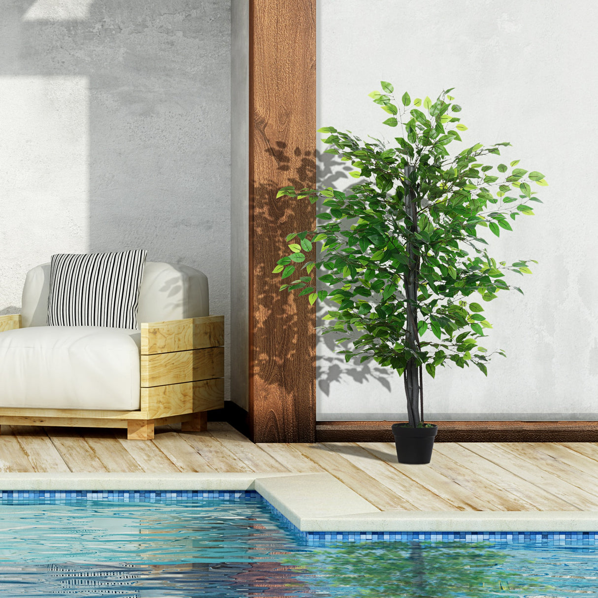 easycomfort easycomfort albero baniano artificiale pianta finta interno ed esterno alta 145cm