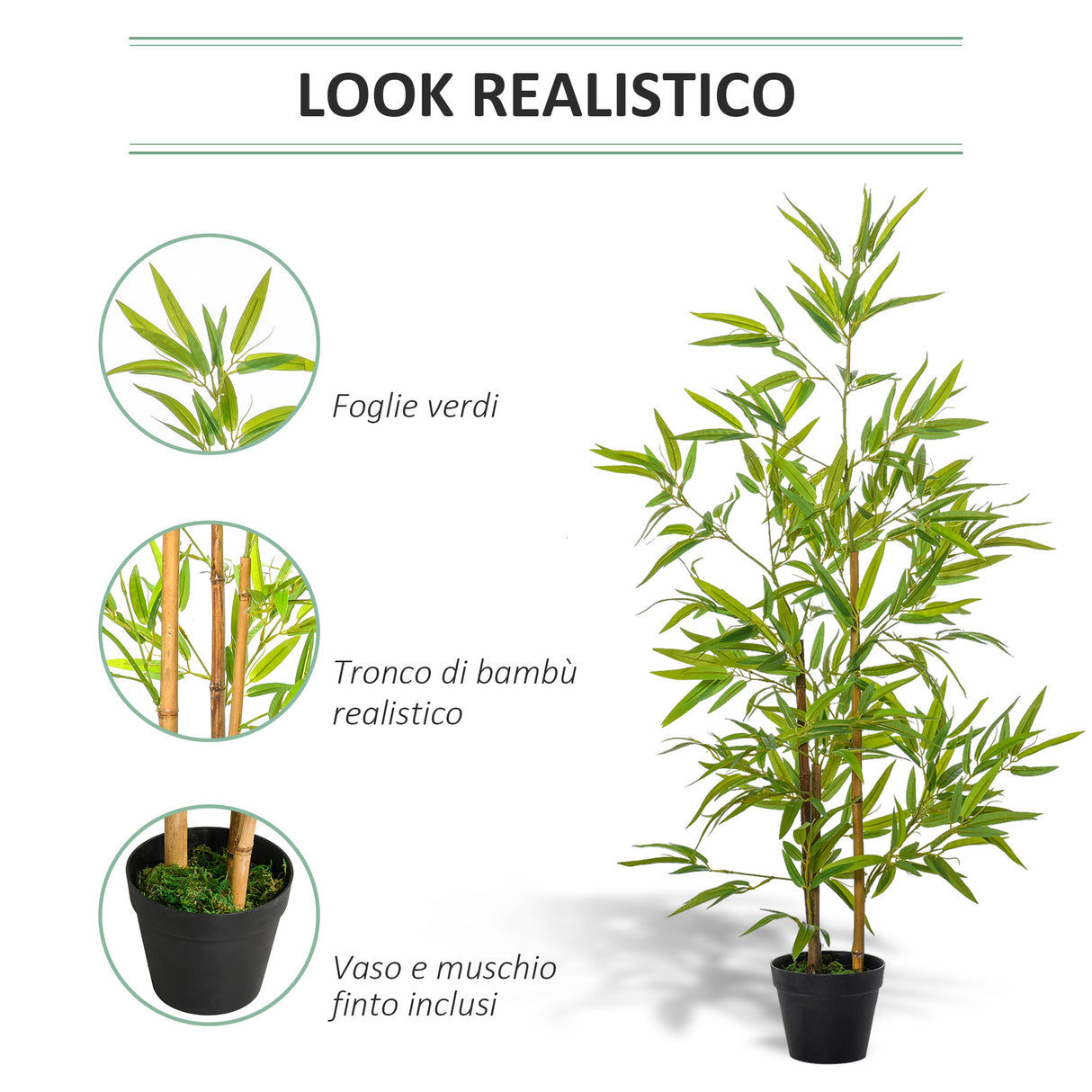 easycomfort set 2 piante di bambu artificiali in vaso da 120cm per interni ed esterni