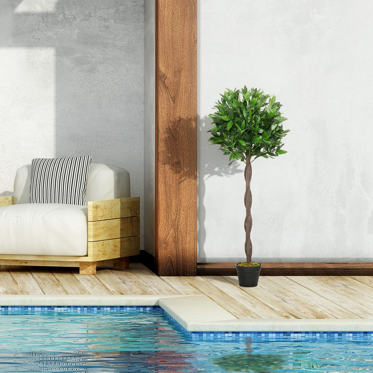 easycomfort easycomfort set 2 piante finte di alloro in vaso alte 120cm per interni ed esterni