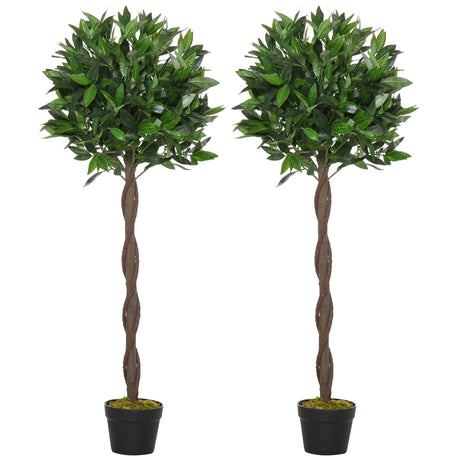easycomfort easycomfort set 2 piante finte di alloro in vaso alte 120cm per interni ed esterni