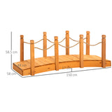 easycomfort ponticello di legno da esterni con sponde in canapa struttura in legno d abete 150x58x58.5cm arancione