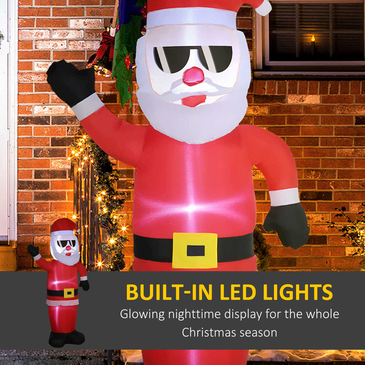 easycomfort easycomfort babbo natale gonfiabile con occhiali da sole luci led e gonfiatore incluso 89x44x178cm