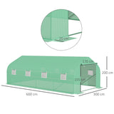 easycomfort easycomfort serra da giardino a tunnel con 8 finestre e porta avvolgibile 6x3x2m